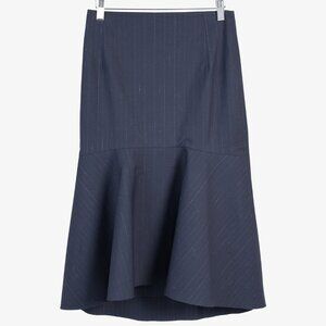 Balenciaga 2019 Navy Chalk Pinstripe Wool Trumpet Skirt